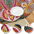 thumbnail image 4 of Elastic Edge Round Tablecloth 44 Inch, Waterproof Oxford Fabric, Paisley Design, Durable and Wipe Clean for Dining or Patio Use, 4 of 7