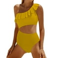 thumbnail image 2 of TODOZO One Piece Swimsuit Women Tummy Control Swim Suits for Women 2025 Trendy Women Cutout Swimsuits One Shoulder Ruffle Cut Out Bathing Suit Swimwear Monokini 2025 Gold Xxl, 2 of 4