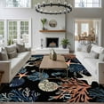 thumbnail image 3 of Black Blue Coastal Area Rugs 5'x7', Small Throw Rugs for Laundry Room Playroom, Summer Beach Coral Shell Starfish Seahorse Indoor Outdoor Rug Non-Slip Low Pile Carpet Runner Reversible Floor Mats, 3 of 8