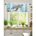 thumbnail image 2 of Blue Coastal Valances for Windows Sea Turtle Starfish Coral Summer Ocean Valance Rod Pocket Light Filtering Short Window Treatments Curtains for Kitchen Bathroom Living Room Bedroom, 42 x 12 Inch, 2 of 7
