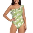 thumbnail image 2 of Picia Daisies Flowers Pattern Women's One Piece Swimsuits,One Shoulder Swimwear Asymmetric ,Ruffle Monokinis Bathing Suits,High Waisted Flattering Bathing Suits-XX-Large, 2 of 8