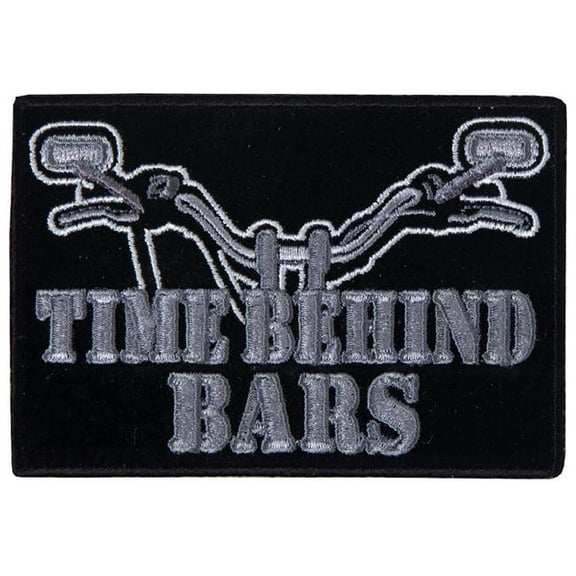 Hot Leathers PPA3492 4 x 3 in. Time Behind Bars Patch - Black & Gray