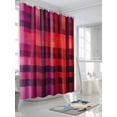 thumbnail image 3 of Red Purple Shower Curtain Set, Waterproof Shower Curtains for Bathroom, Modern Striped Plaid Abstract Oil Painted Washable Fabric Cloth Bath Curtain for Bathtub Decoration with Hooks 72x78 Inches, 3 of 6