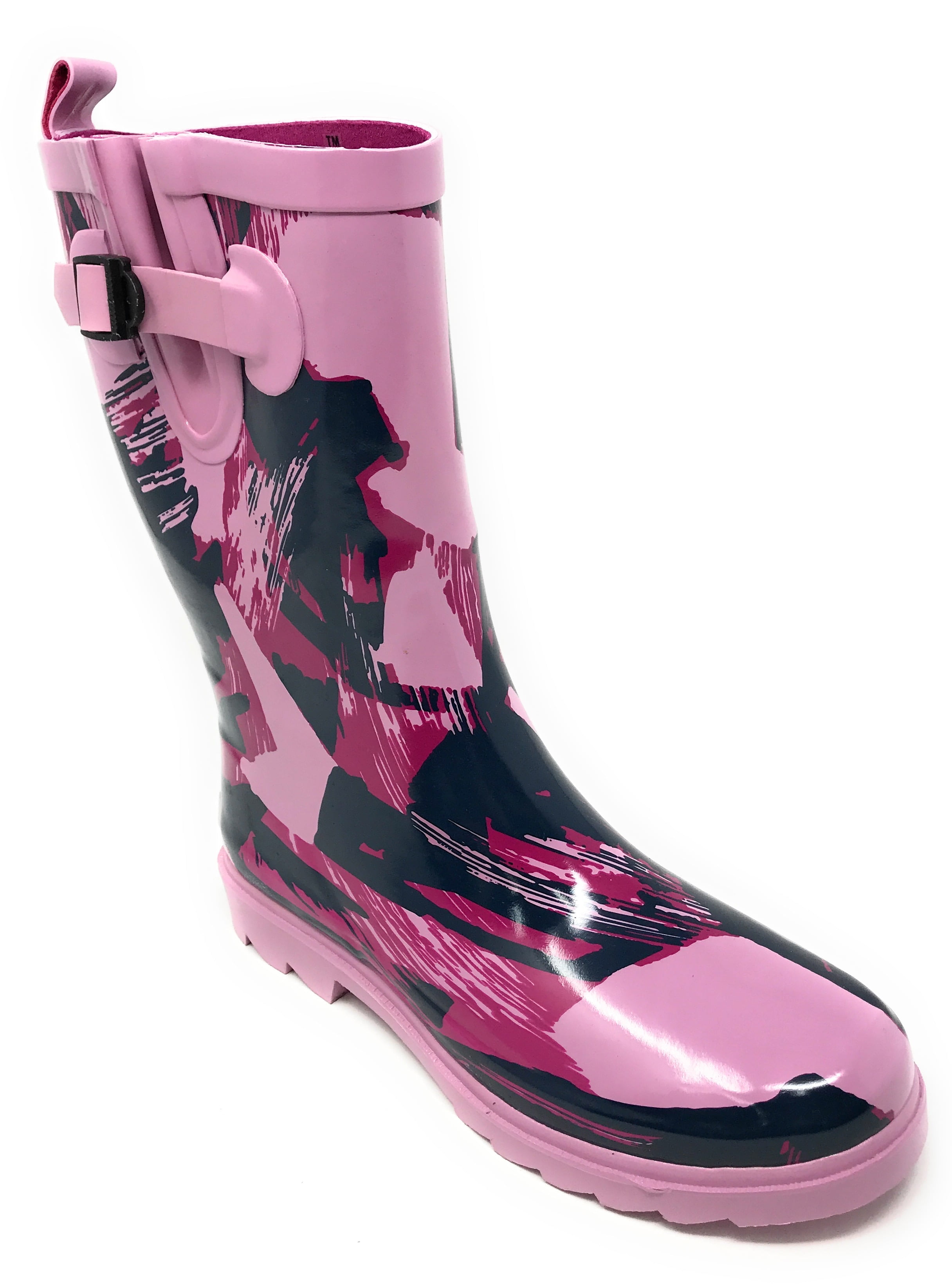 Forever Young Women's Splash Print Rain Boots, Size: 9, Pink/Blue