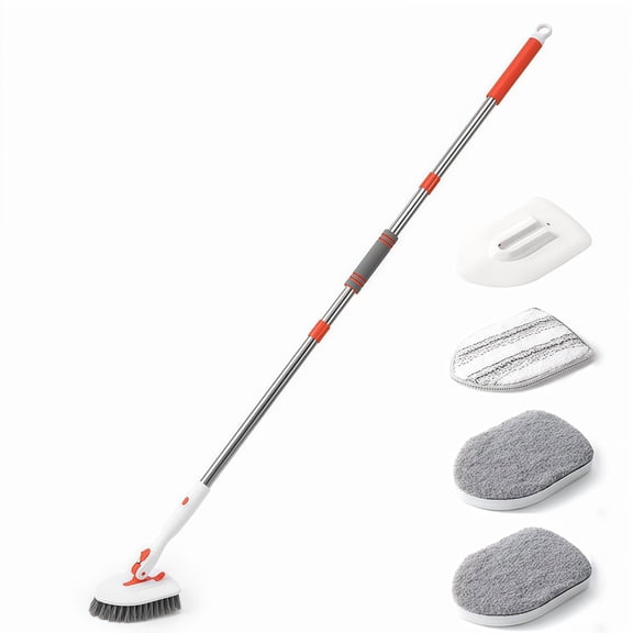 6 Piece Floor Brush Set for Bathroom Cleaning with Scrub Brushes and Sponges