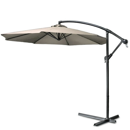Inexpensive Outside Patio Ideas 10 ft Patio Umbrella Offset Hanging Folding Sun Shade Cantilever w/ Cross Base Crank & Canopy Cover for Deck Pool Beach Outdoor Outside Table Market Garden Backyard & Furniture (Beige) ()