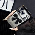 thumbnail image 3 of for iPhone 16 Bling Glitter Cute Bow Case,Sparkle Diamond Slim Plating Luxury Crystal Rhinestone Phone Cover for Women Girls Protective Camera Protection Bumper,Black, 3 of 8