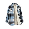 thumbnail image 4 of Womens Winter Plaid Midi Coats Fuzzy Lined Stand Up Collar Long Sleeve Button Down Coat Fashion Casual Warm Outerwear Multicolor 02 L, 4 of 7