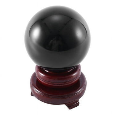 80MM Natural Black Sphere Large Crystal Healing Stone with Base
