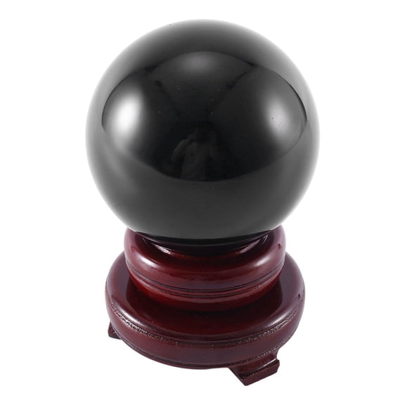 80MM Natural Black Sphere Large Crystal Healing Stone with Base