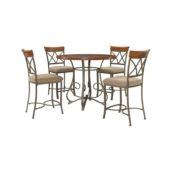 Powell 5 Piece Hamilton Gathering Set with Stationary Counter Stools, Cherry