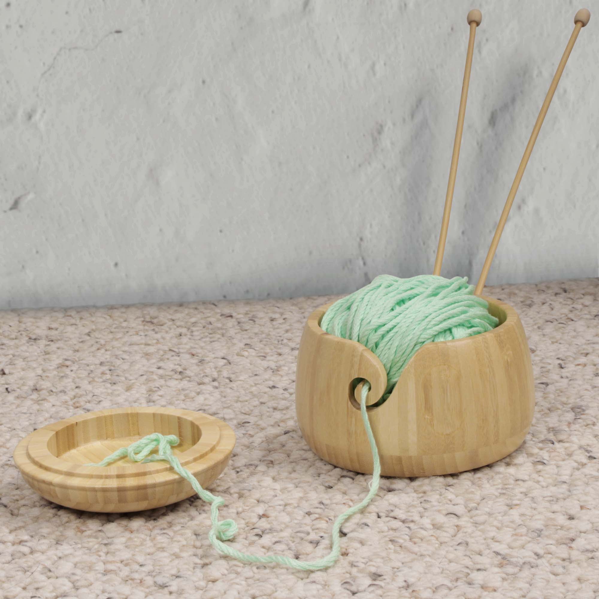 JubileeYarn Bamboo Yarn Bowl with Lid - Holder Knitting Crochet Accessories - Natural - 10 Bowls