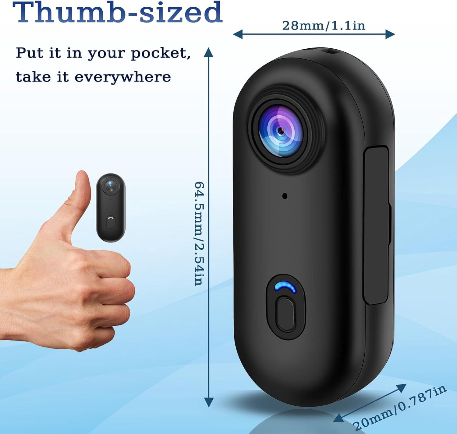 Tapcam Sports Camera, The Tap Cam POV Camera, Hd 1080p/4k Mini Wearable Adventure Action Body Cam, Hands-Free and Long-Lasting with Audio & Video, for Vlogging, Diving, Cycling (Black, 108OP-luxury)