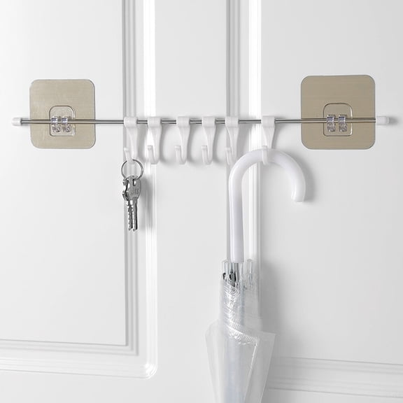 Healifty White Adhesive Kitchen Wall Towel Holder, Reusable No- for Hanging Towels and Cloths