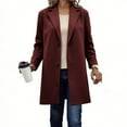 thumbnail image 2 of Hueook Sherpa Jacket Women Solid Casual Thicken Wool Stand Collar Inner Lining Pocket Breasted Pea Mao Coat Wine 5X, 2 of 6