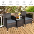thumbnail image 4 of Costway Outdoor 3 PCS PE Rattan Wicker Furniture Sets Chairs  Coffee Table Garden Gray, 4 of 11