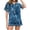 Blue-H, variant on Womens Button Down Pajama Sets,Summer Pj Sets Plus Size,Fashion Casual Retro Print Tops and Pants Shortsleeve Silk Satin Pajama Sets Shorts with Pockets,Sleepwear Sets