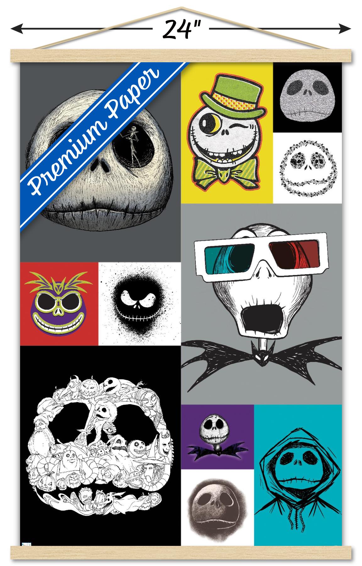 Disney Tim Burton's The Nightmare Before Christmas - Jack Grid Wall Poster with Wooden Magnetic Frame, 22.375" x 34"