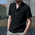thumbnail image 5 of Fridja Chemise Habillée pour Hommes Été Amusant Couleur Unie Col Rabattu Manches Courtes Performance Imprimée Boutonnée Décontractée Jeu de Quilles pour Activités Extérieures (Noir, TG), 5 of 5