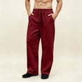 thumbnail image 2 of Qgtaibl Men's Wide Leg Sweatpants with Pockets Loose Fit Breathable Casual Workout Trousers Drawstring Elastic Waist Uncuffed Fall Joggers Wine XS, 2 of 6