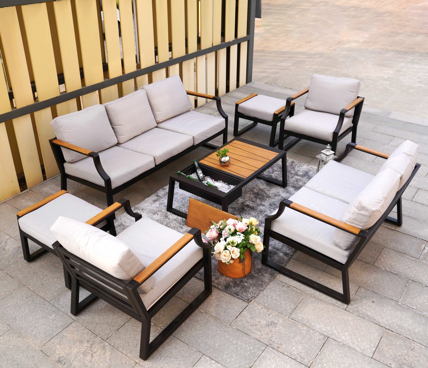 Direct Wicker 7Piece Outdoor Aluminum Furniture Set Patio Sectional