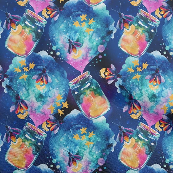 oneOone Rayon Medium Blue Fabric Watercolor Quilting Supplies Print Sewing Fabric By The Yard 56 Inch Wide-CT