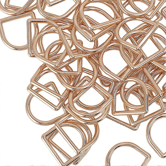 120pcs D Rings 60pcs Gold 60pcs Silver Semicircle Burrs Free Seamless Welding Zinc Alloy Craft Hardware for DIY