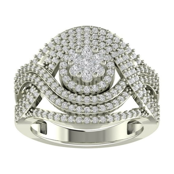 Araiya 14K White Gold Diamond Cocktail Band Ring for Women (1 cttw, I-J Color, I2-I3 Clarity), Size 7