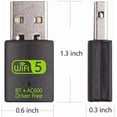 thumbnail image 7 of USB WiFi Bluetooth Adapter, 600Mbps Dual Band 2.4/5Ghz Wireless Network External Receiver, Mini WiFi Dongle for PC/Laptop/Desktop Computer Driver Free Green WI-FI, 7 of 7