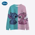 thumbnail image 3 of Sudadera con capucha de Disney Stitch para mujer, sudadera con capucha de patchwork, sudadera con estampado de rayas a la moda, camiseta de manga larga de otoño, 3 of 5