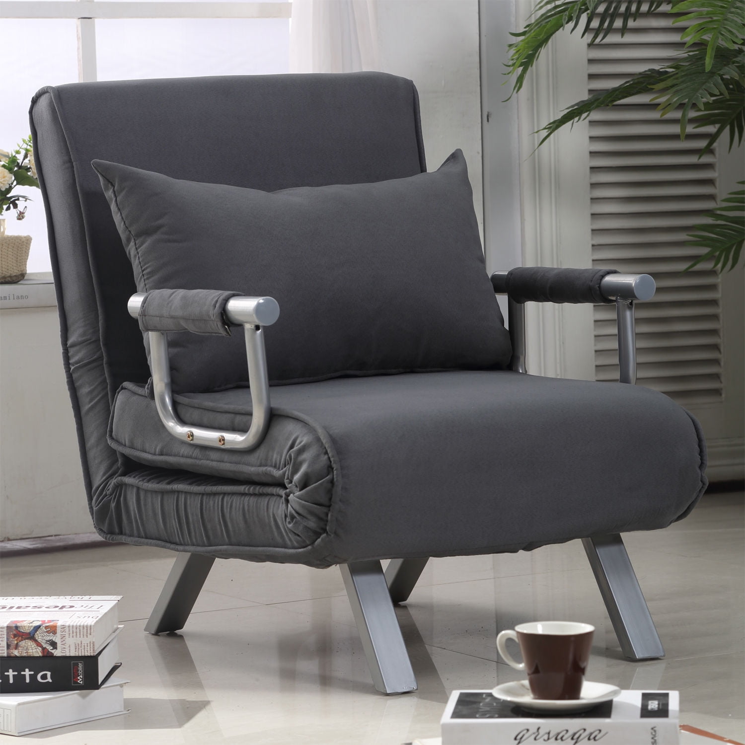 Homcom Suede Convertible Sleeper Chair, Homhum Convertible Sofa Bed Sleeper Chair
