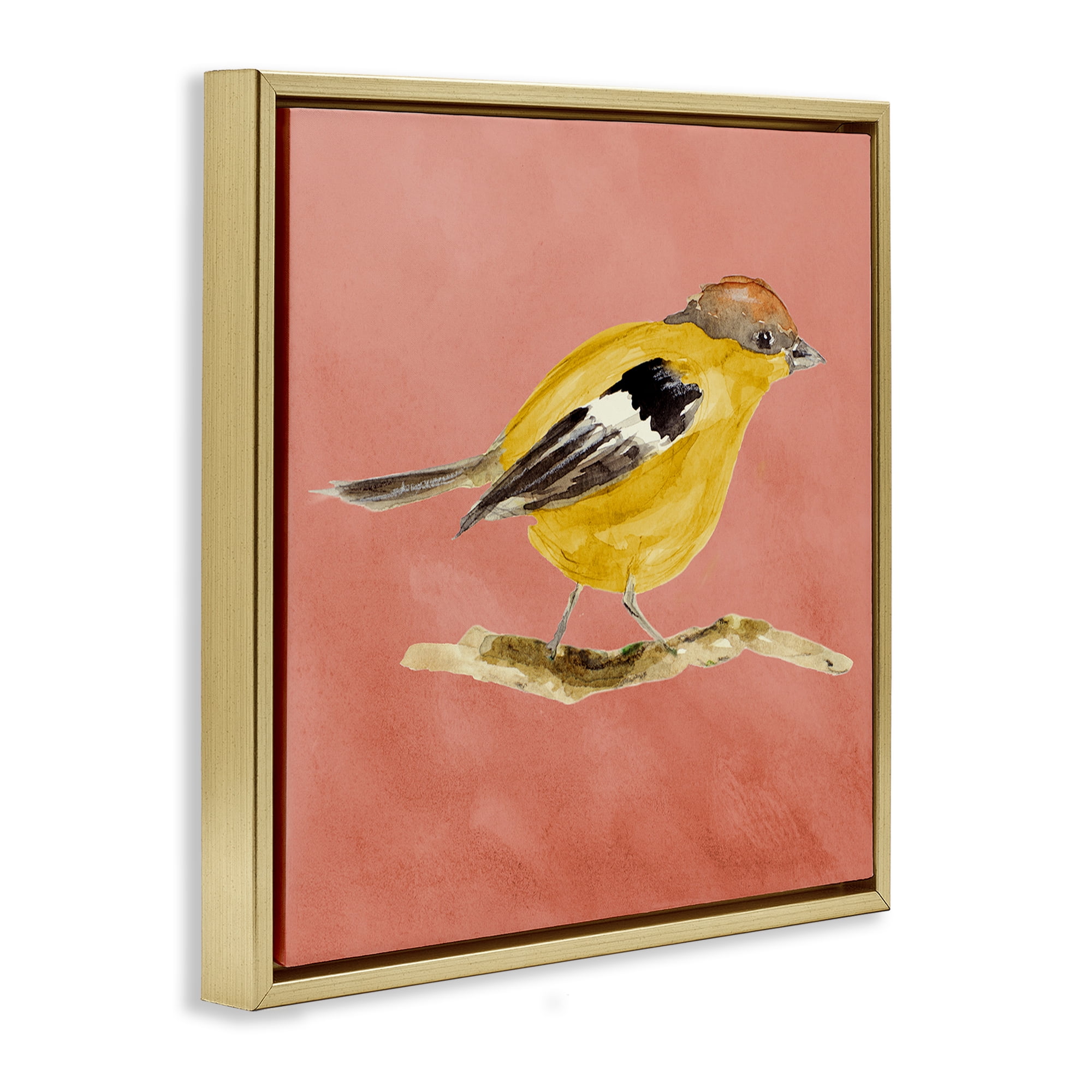 Stupell Industries Traditional Wren Bird Animals & Insects Painting Gold Floater Framed Canvas Art Print Wall Art, 18 x 18