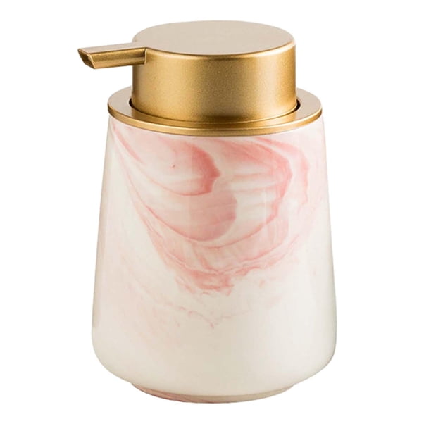 Dispensador de jabón de manos en espuma, contenedor de jabón en espuma, resistente, de cerámica, recargable, para lavado de manos Rosa