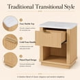 thumbnail image 5 of UHOMEPRO Modern Nightstand with Faux Marble-Look Top, Natural Bedside Table with with Storage Drawer and Open Shelf, Wooden Bedside Storage Cabinet Unit for Bedroom, Guest Room, Dorm, 5 of 7