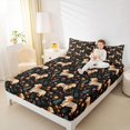 thumbnail image 3 of Manfei Retro Puppy King Sheets, Botanical Blossom Bedding, Earthy Hue Black, 4-Piece, 1 Flat Sheet, 1 Fitted Sheet and 2 Pillowcases, 3 of 6