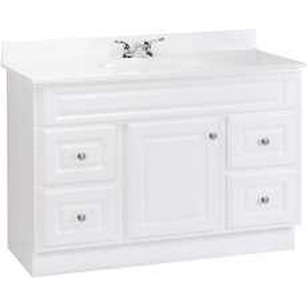 Fully Assembled White Vanity With Drawers, 48 In.