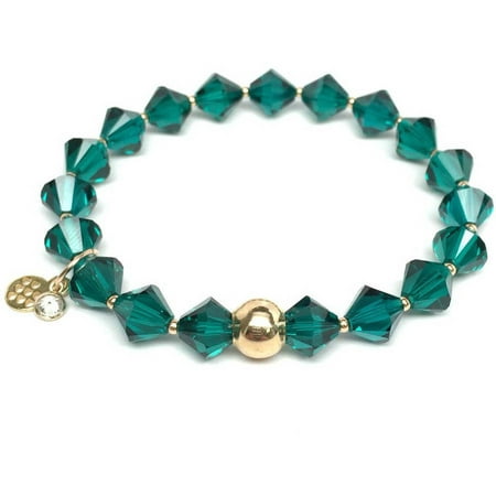 Julieta Jewelry Emerald Green Swarovski Crystal Rachel 14kt Gold over Sterling Silver Stretch Bracelet, May Birthstone Color
