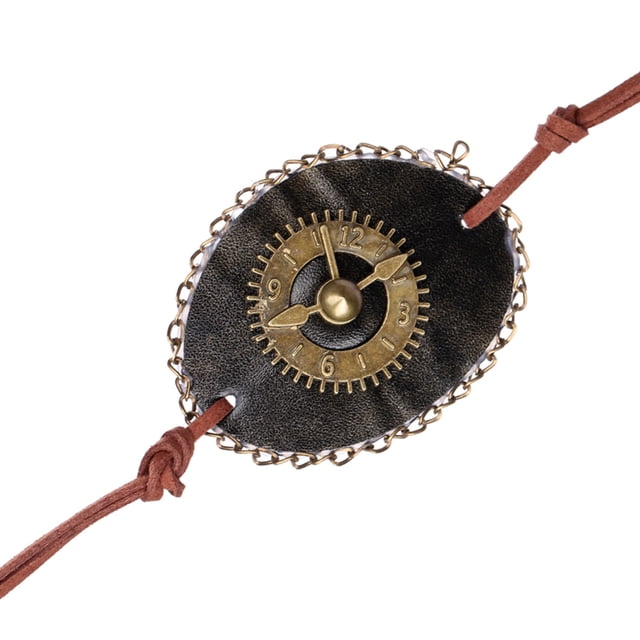 CIMAXIC eye patch Masquerade Use Retro Designed Clock Shape Design Lace Leather Monocular Decoration Use Blindfold,2.76"X1.97"X0.08"