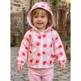 thumbnail image 4 of RUINIXCW Toddler Baby Girl Fall Jacket with Pockets Casual Strawberry Bow Floral Print Zip Up Hooded Long Sleeve Coat, 4 of 8