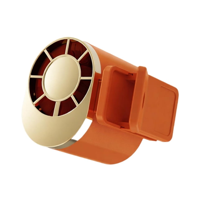Ventilador portátil con clip para la cintura, ventilador de escritorio, ventilador de bolsillo ligero, refrigeración recargable. Oro naranja