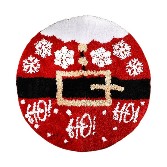 JoyMoreHome Christmas Round Rugs, Festive Red Round Rug, Cute Christmas Non-Slip Rug for Holiday Decorations, Funny Circle Christmas Bath Mat for Bedroom Kitchen
