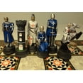 thumbnail image 3 of Medieval Times Crusades Blue White Maltese Knight Chess Set 17" Mosaic Color Brd, 3 of 7