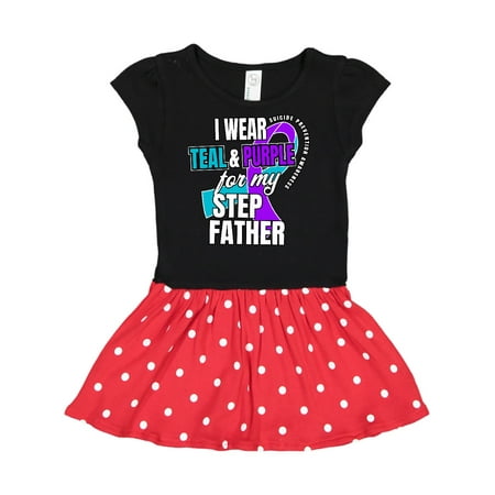 

Inktastic Suicide Prevention I Wear Teal and Purple for My Step Father Gift Toddler Girl Dress