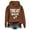 Brown, variant on Womens Tunics Winter Comfy Hooded Long Sleeve Cap One Shoulder Drawstring Leopard Print Leisure Cotton Hoodies Sweatshirts(Blue,L)