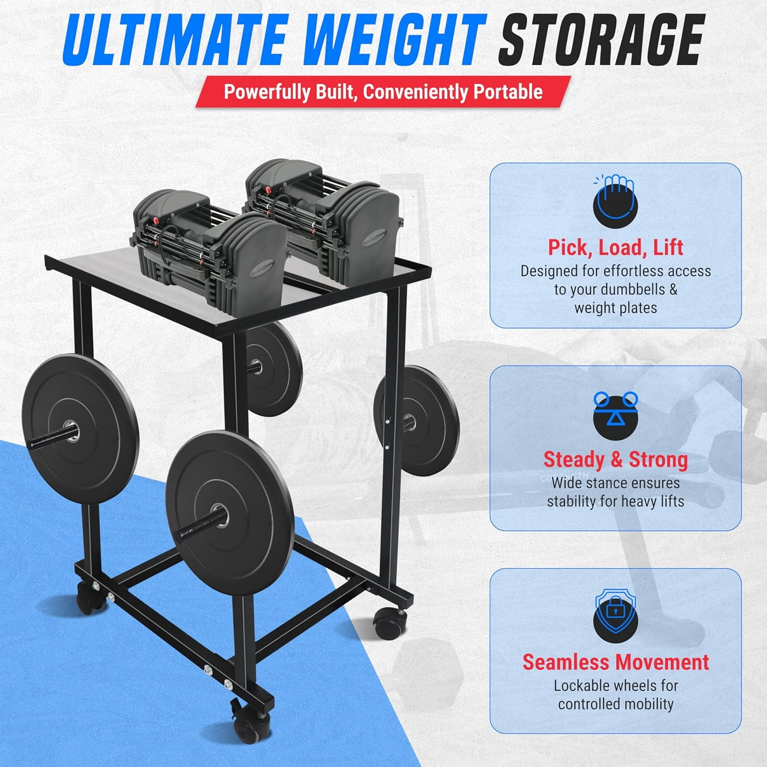 Dumbbell Stand & Weight Plate Tree – Steel Dumbbell Rack for 260 LB Compact Dumbbell Rack –Adjustable Power Block Dumbbell Holder W/Plate Peg,– weight rack for home gym