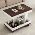 thumbnail image 4 of Harper & Bright Designs Modern Lift Top Coffee Table with Storage, Adjustable End Table with Wheels, Sofa Side Table for Small Space, White+Brown, 4 of 14