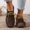 Brown, variant on Women Contrast Patchwork Toe Lace up Soft Sole Casual Shoes All Season Lightweight Comfy Daily Walking Leather Flats Orange 7(38)