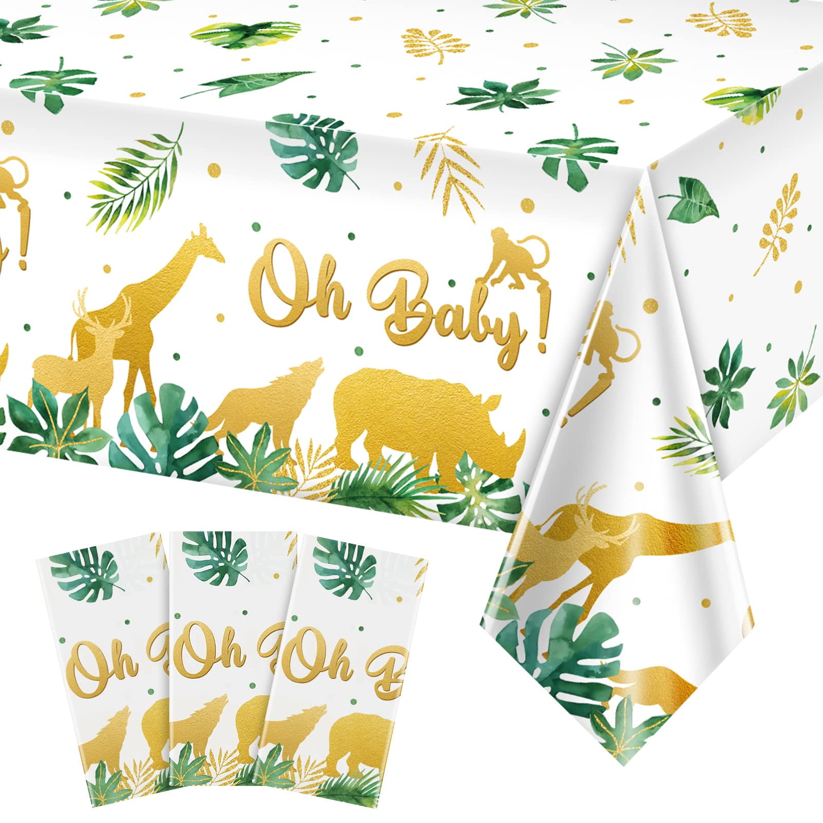 3 Pieces Safari Jungle Baby Shower Tablecloths, Baby Shower Jungle
