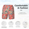 thumbnail image 5 of Lsque Mens Swim Trunks Small Coral Red Flowers Pattern - Bathing Suit Compression Liner - Beach Swim Shorts Swimwear - (S-3XL) - Stretch Quick Dry -Small, 5 of 9
