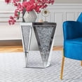 thumbnail image 3 of Pregaspor Silver Mirrored End Table, Crystal Inlay Side Table Accent Table, Small Mirrored Coffee Table for Living Room, Bedroom, Corner, 22" H, 3 of 7